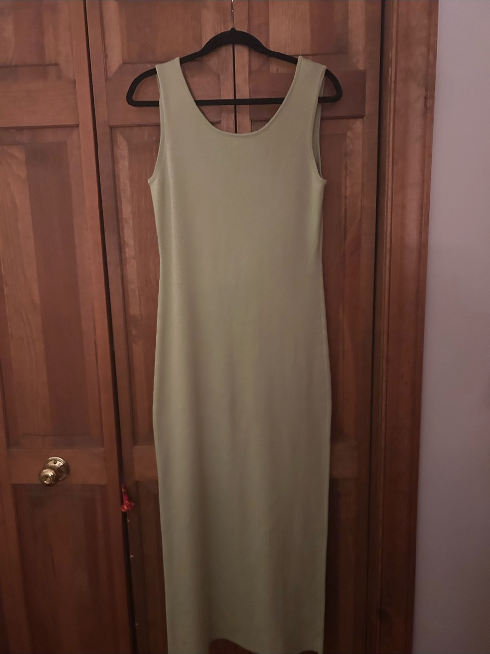 Nina Leonard Women’s Sz S Vintage Cotton Blend Y2K Neutral Green Knit Maxi